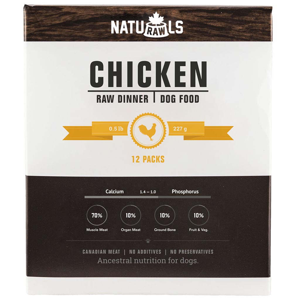 NatuRAWls Chicken &amp; Veggie Raw Diet (1/2 Lb) - 12pk