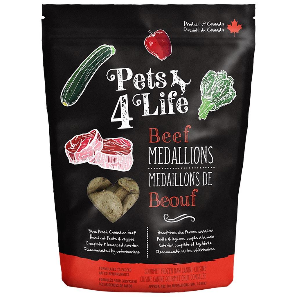 Pets 4 Life 'AAA' Beef Medallions Raw Diet | Dog (3 lb)