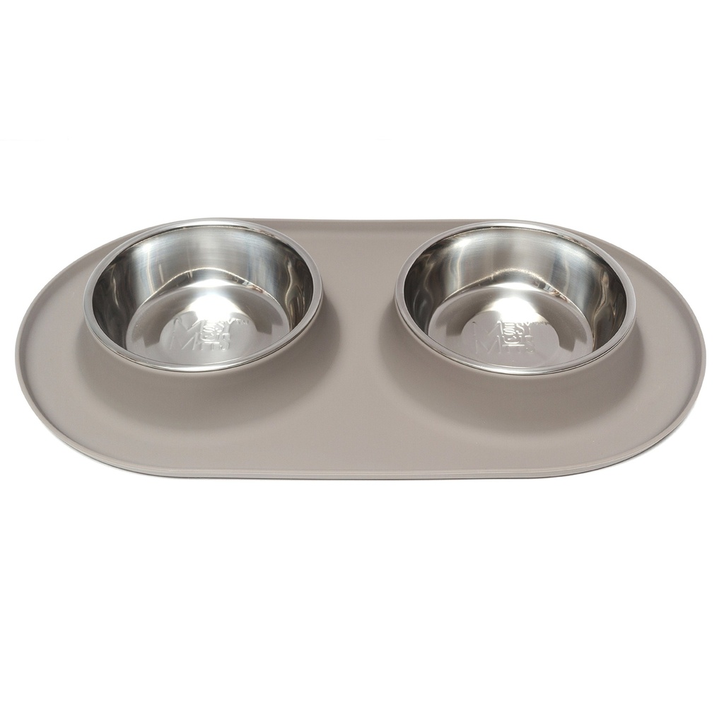 Messy Mutts Double Silicone Feeder (Grey)