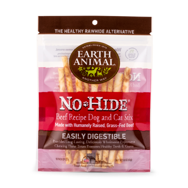 Earth Animal No-Hide Dog &amp; Cat Beef Stix | Rawhide Alternative (10pk)