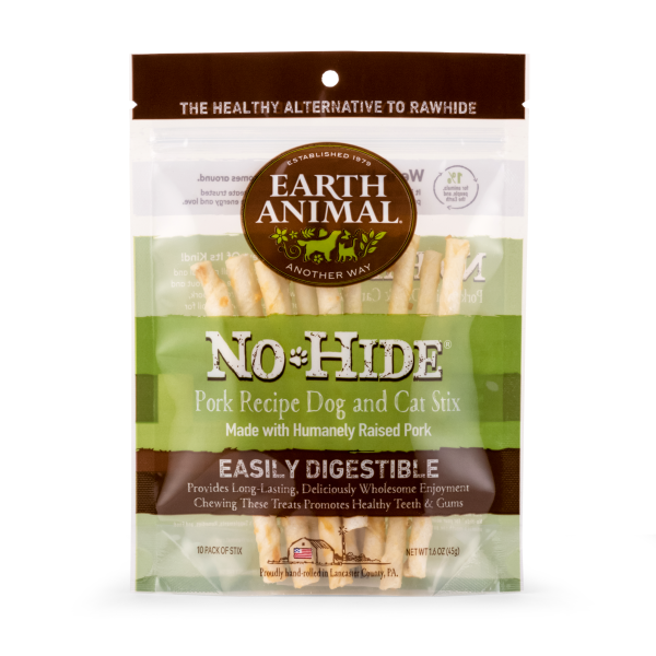 Earth Animal No-Hide Dog &amp; Cat Pork Stix | Rawhide Alternative (10pk)