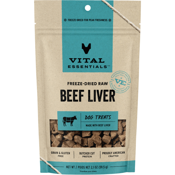 Vital Essentials Freeze-Dried Raw Dog Treats | Beef Liver (2.1oz)