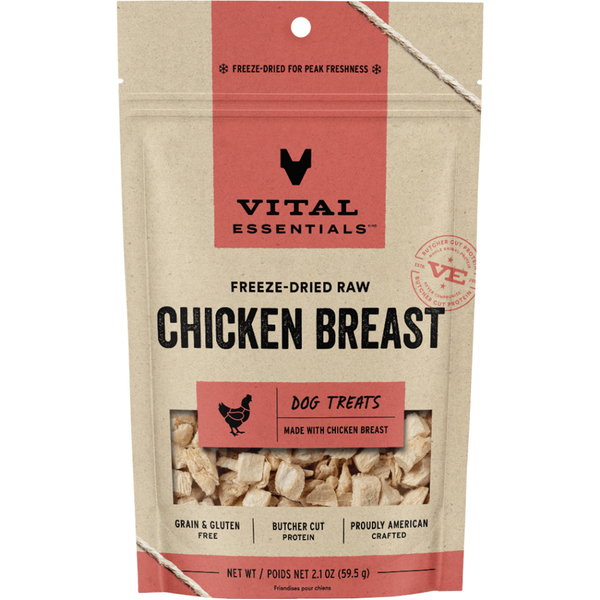 Vital Essentials Freeze-Dried Raw Dog Treats | Chicken Breast (2.1oz)