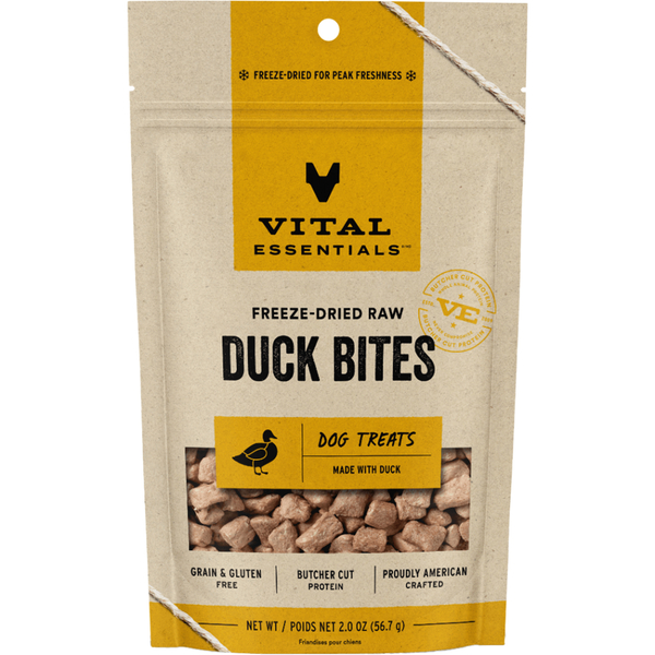 Vital Essentials Freeze-Dried Raw Dog Treats | Duck Bites (2oz)