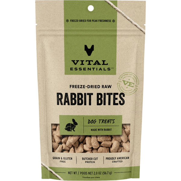 Vital Essentials Freeze-Dried Raw Dog Treats | Rabbit Bites (2oz)