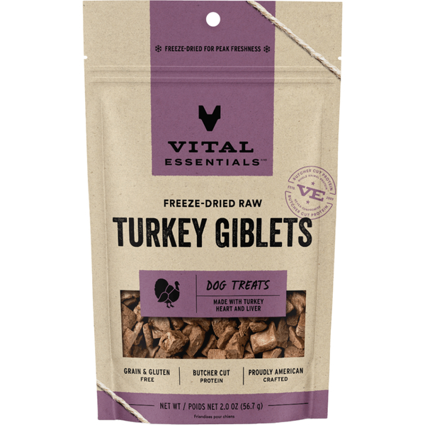 Vital Essentials Freeze-Dried Raw Dog Treats | Turkey Giblets (2oz)