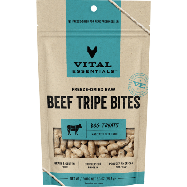 Vital Essentials Freeze-Dried Raw Dog Treats | Beef Tripe Bites (2oz)