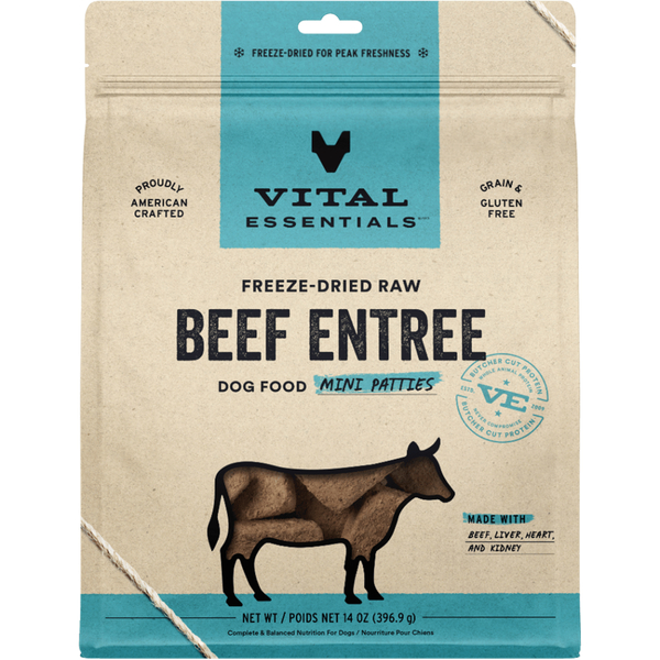 Vital Essentials Freeze-Dried Raw Mini Patties | Beef Entree (14oz)