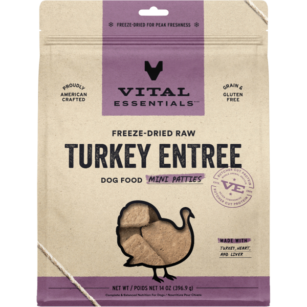 Vital Essentials Freeze-Dried Raw Mini Patties | Turkey Entree (14oz)